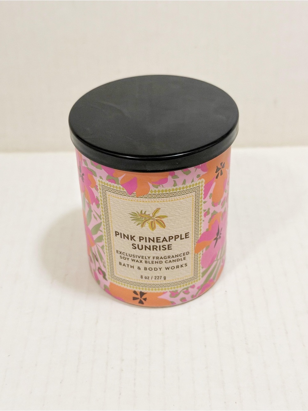 Bath & Body Works Pink Pineapple Sunrise Jar Candle - Pink & Orange Floral